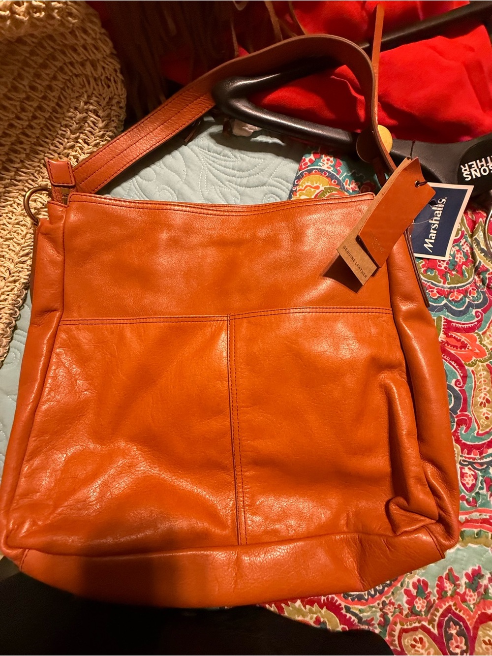 margot Genuine Leather Shoulder Bag in Burnt Orange